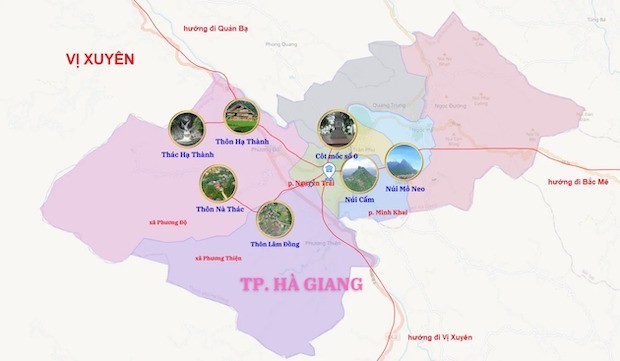 bản đồ các điểm du lịch hà giang- thành phố Hà Giang