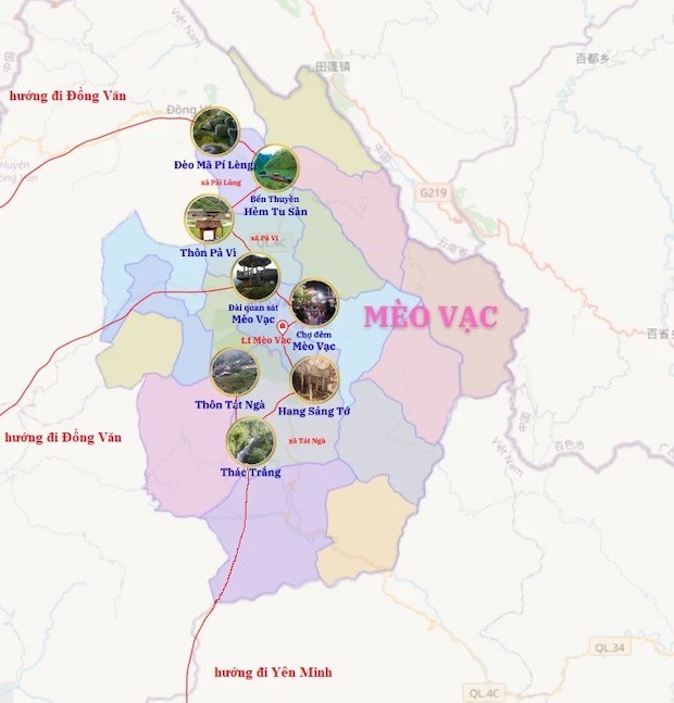 bản đồ các điểm du lịch hà giang-Bản đồ huyện Mèo Vạc.