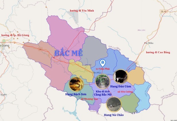 bản đồ các điểm du lịch hà giang-Bản đồ huyện Bắc Mê.