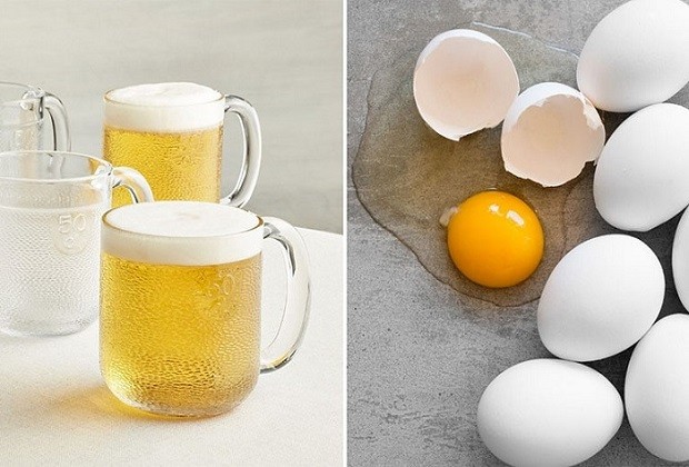 tắm trắng bằng bia cho da mặt bằng trứng gà